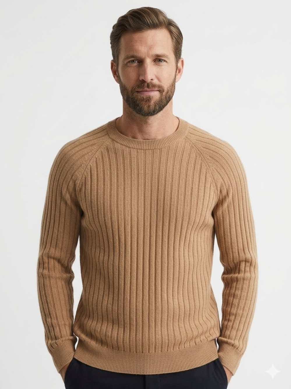 Banana Republic Scola 100% Cashmere Wide-Rib Sweater in Camel